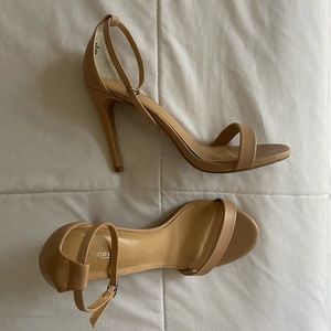 Express Nude Thin Strappy Sandal Heels